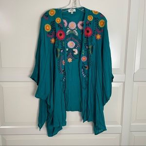 UMGEE USA embroidered kimono wrap cardigan floral 8454